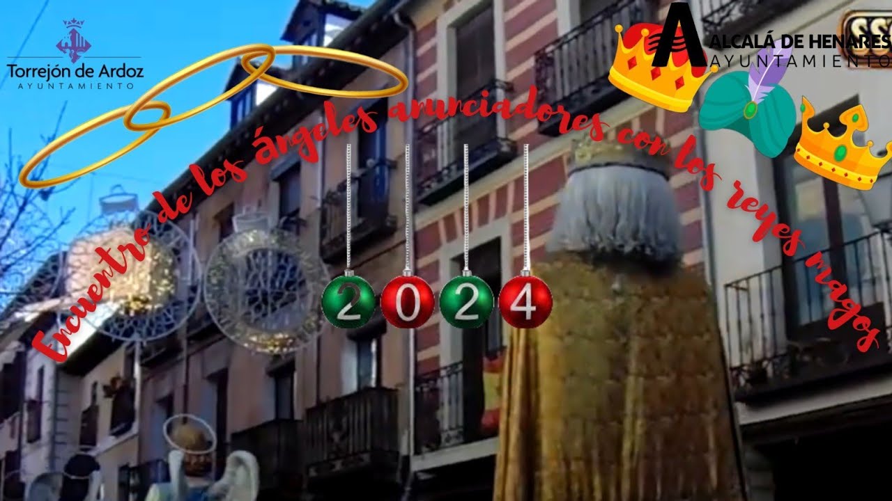 Encuentro de los gigantes de los Angeles anunciadores y los reyes magos de Alcalá y torrejón 2024