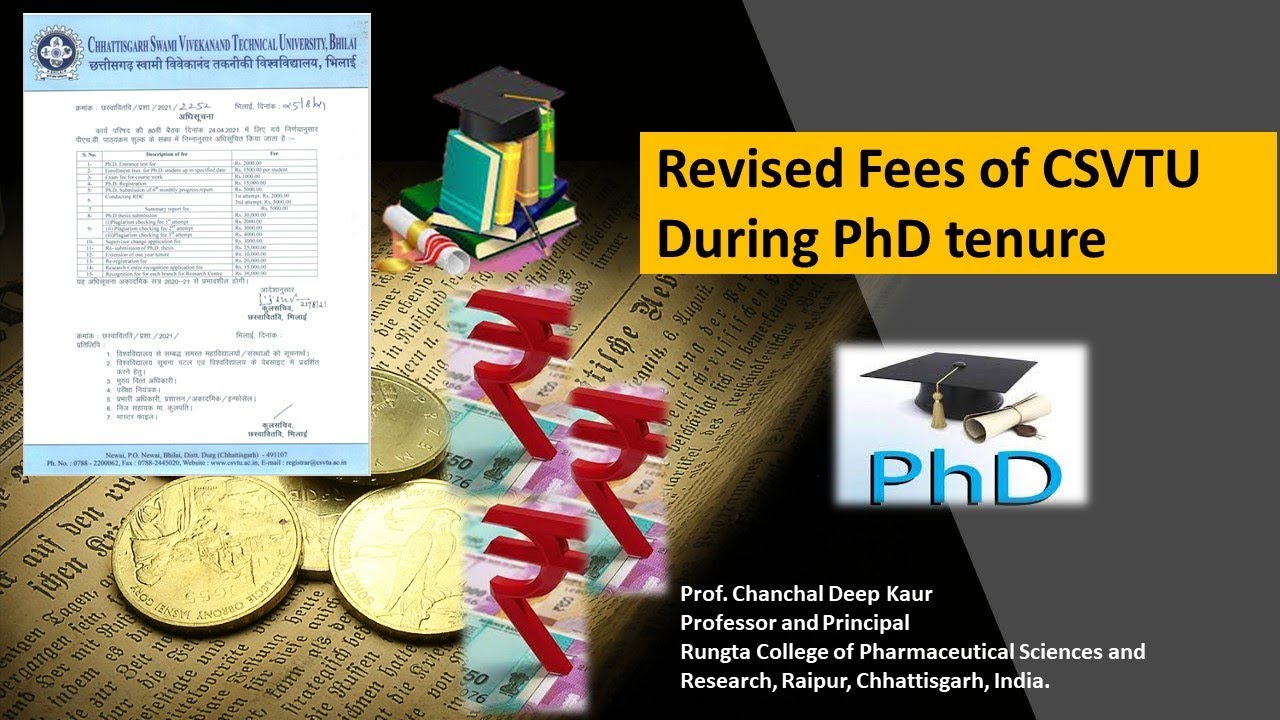 Revised Fees of CSVTU During PhD tenure #saiedupharmaa