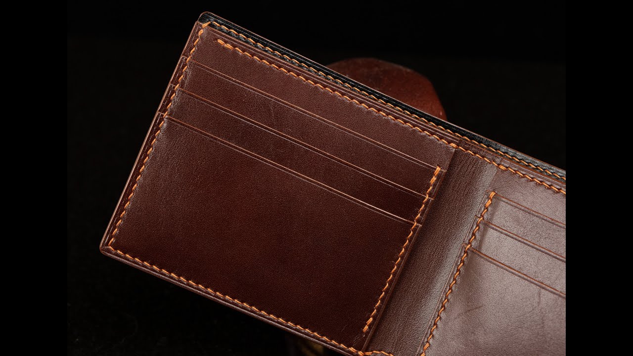Bifold Wallet Leather Dark Brown & Black