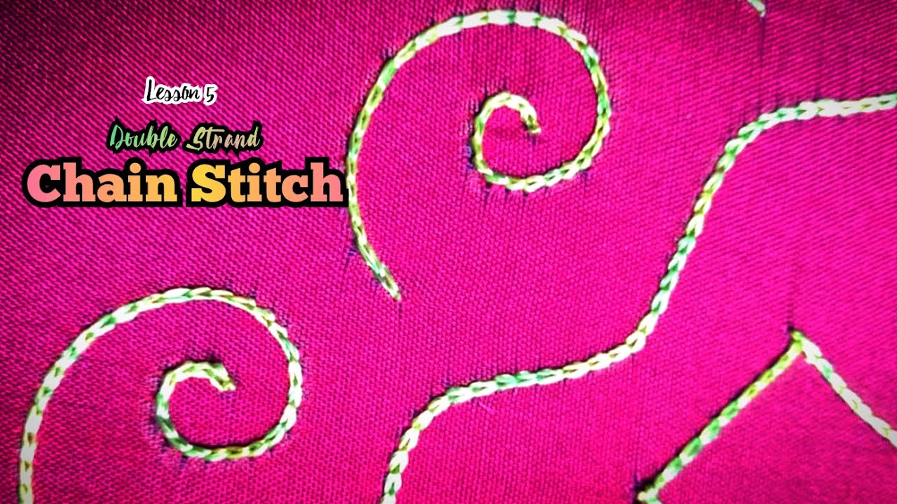 Aari Work Tutorial 5 | Silk Thread Double Strand Chain Stitch with Practice Shapes