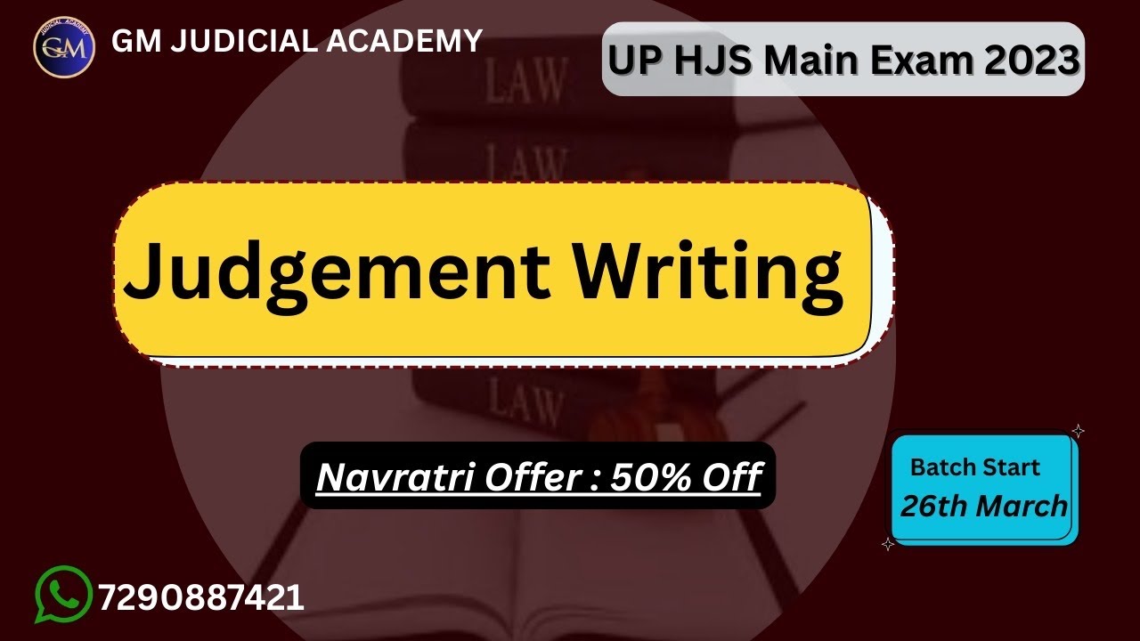 UP HJS Main Exam 2023 : Judgement Writing Batch || GM Judicial Batch || Govind Sir 