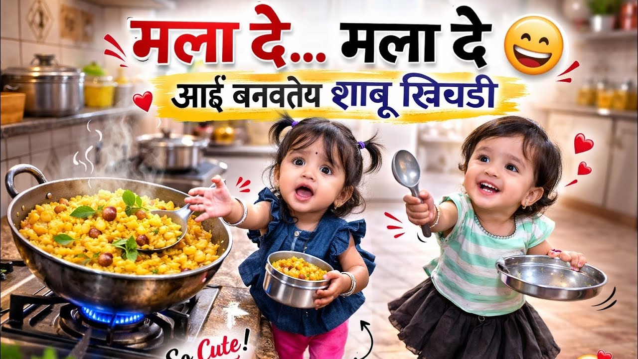 👉 मला दे… मला दे 😄 | आई शाबू बनवतेय आणि दोघींचा हट्ट ❤️