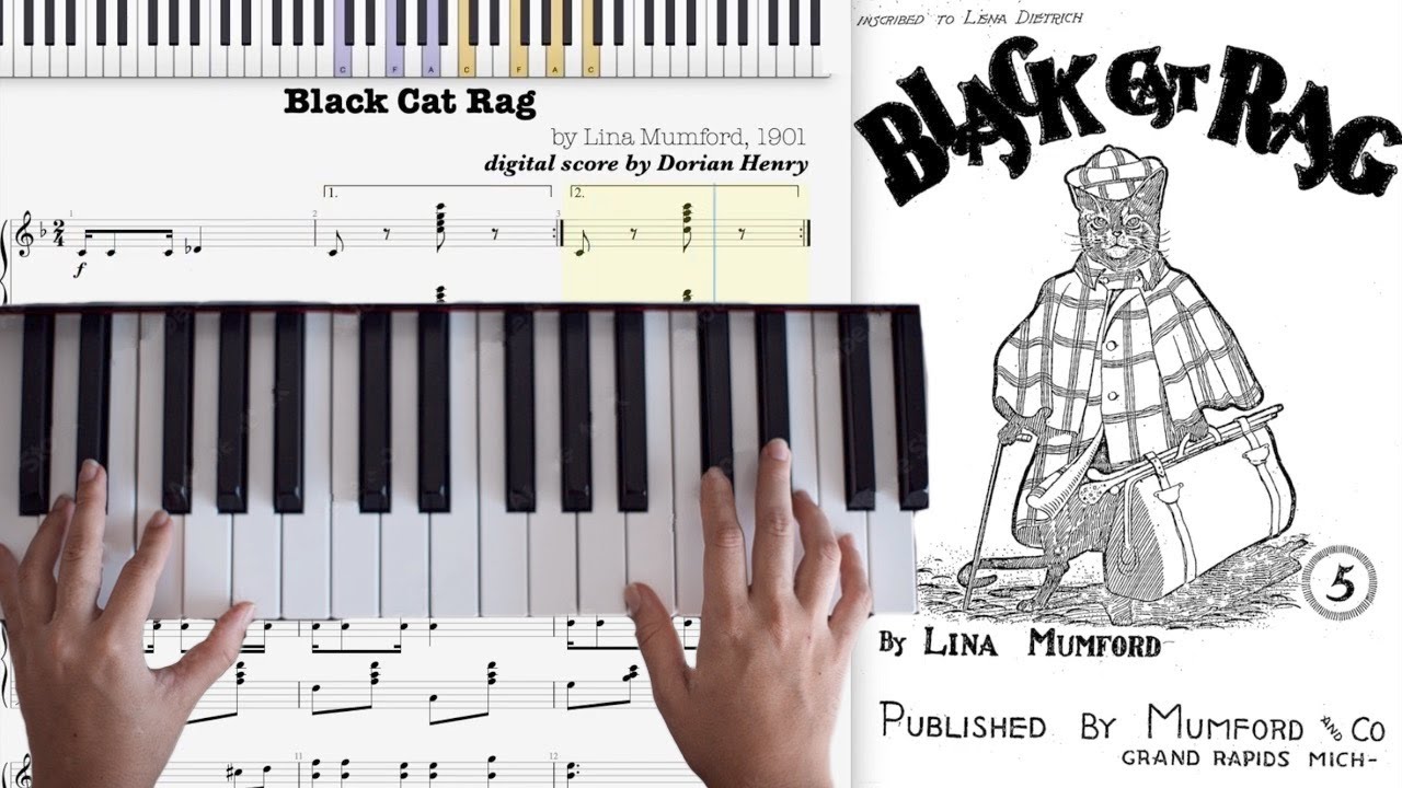 Black Cat Rag by Lina Mumford (1901, Ragtime piano)