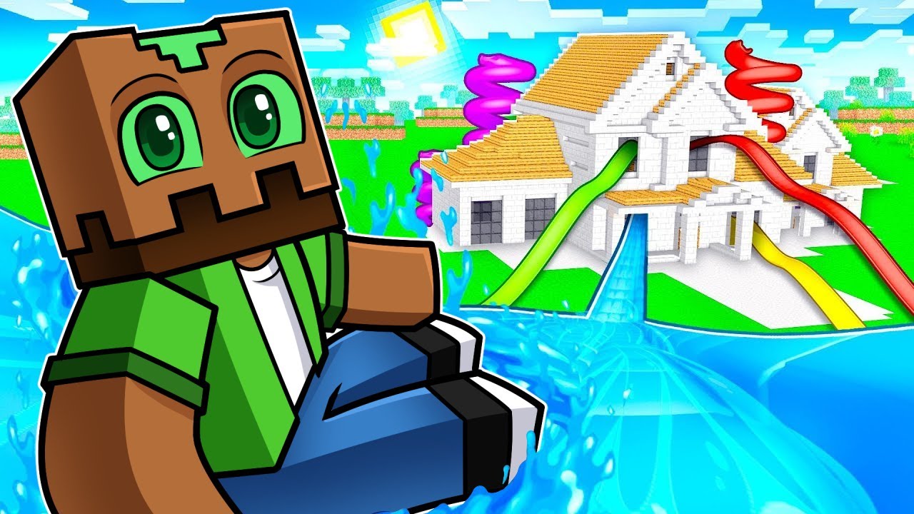 ¡Construí un PARQUE ACUÁTICO SECRETO en mi casa en Minecraft!