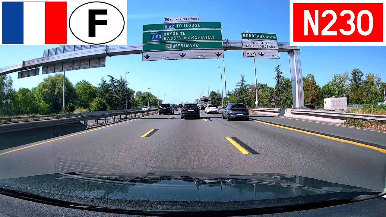 France: N230 Bordeaux Rocade - Sortie 24 à Sortie 21 (A630) - (Bouchon!)