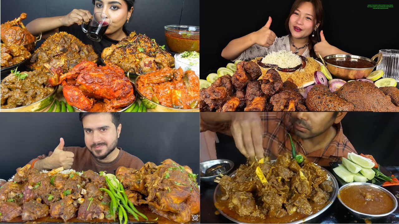 WHOLE CHICKEN CURRY EATING CHALLENGE,MUTTON CURRY CHALLENGE,MUTTON BIRYANI,CHICKEN BIRYANI,BIG BITES