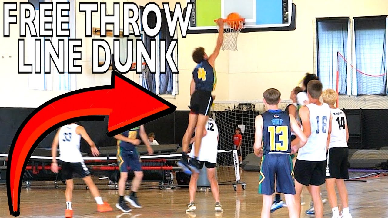 DUNK from FREE THROW LINE at HIGH SCHOOL BASKETBALL GAME! 🏀😱