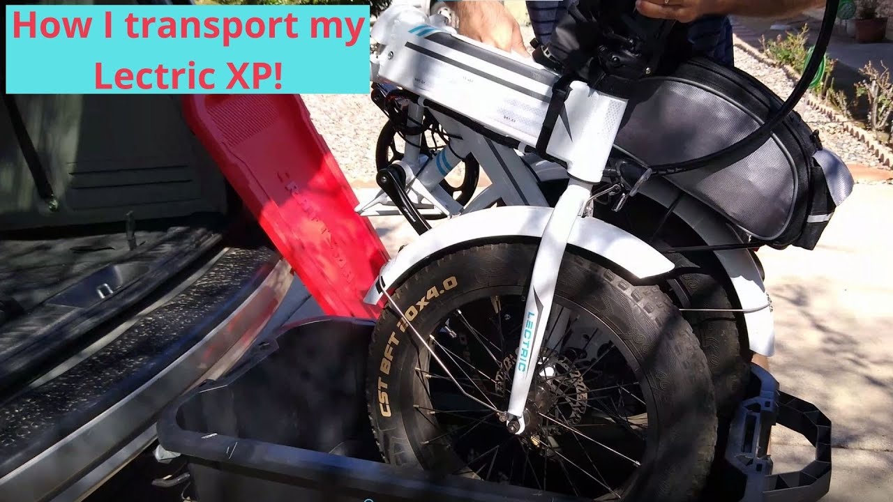 Transporting my Lectric XP bike in a Craftsman 50 gallon tote.