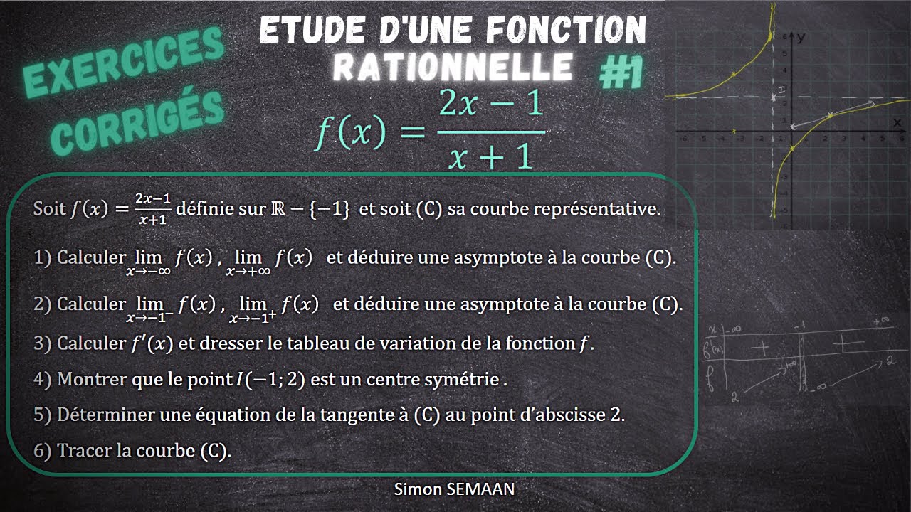 Etudier les variations d'une fonction RATIONNELLE #1 - Exercice Corrigé