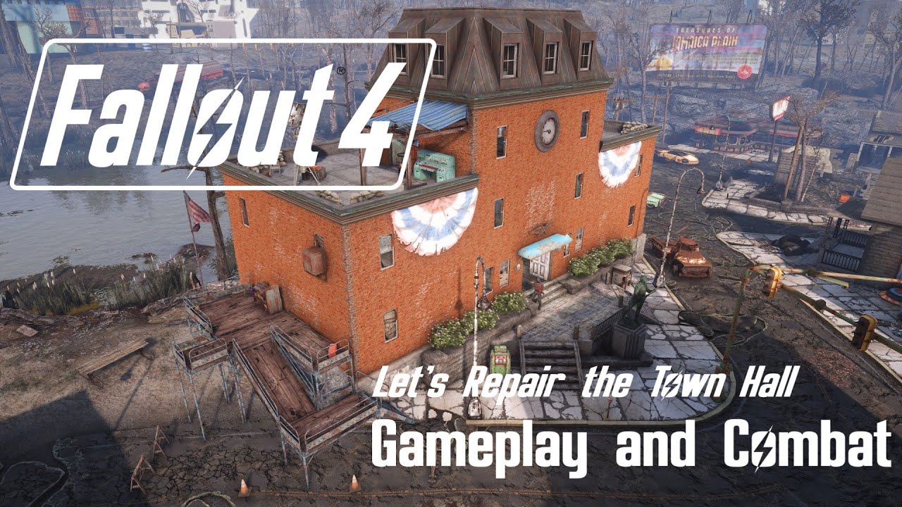 Repairing the Town Hall in Jamaica Plain Part 2 - Fallout 4 Let's Build