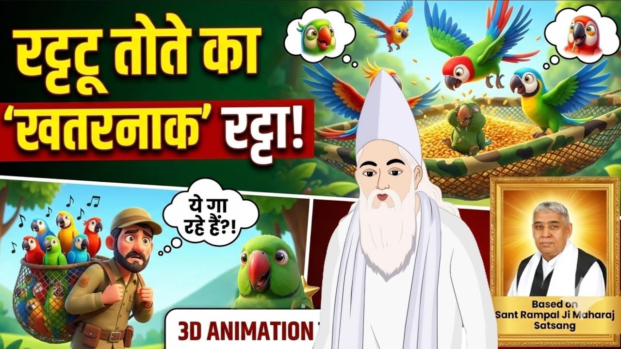 ( 3D animation ​)🦜 जाल में फँसकर भी तोतों ने कैसे बचाई जान?  😂 | Sant Rampal Ji Maharaj 