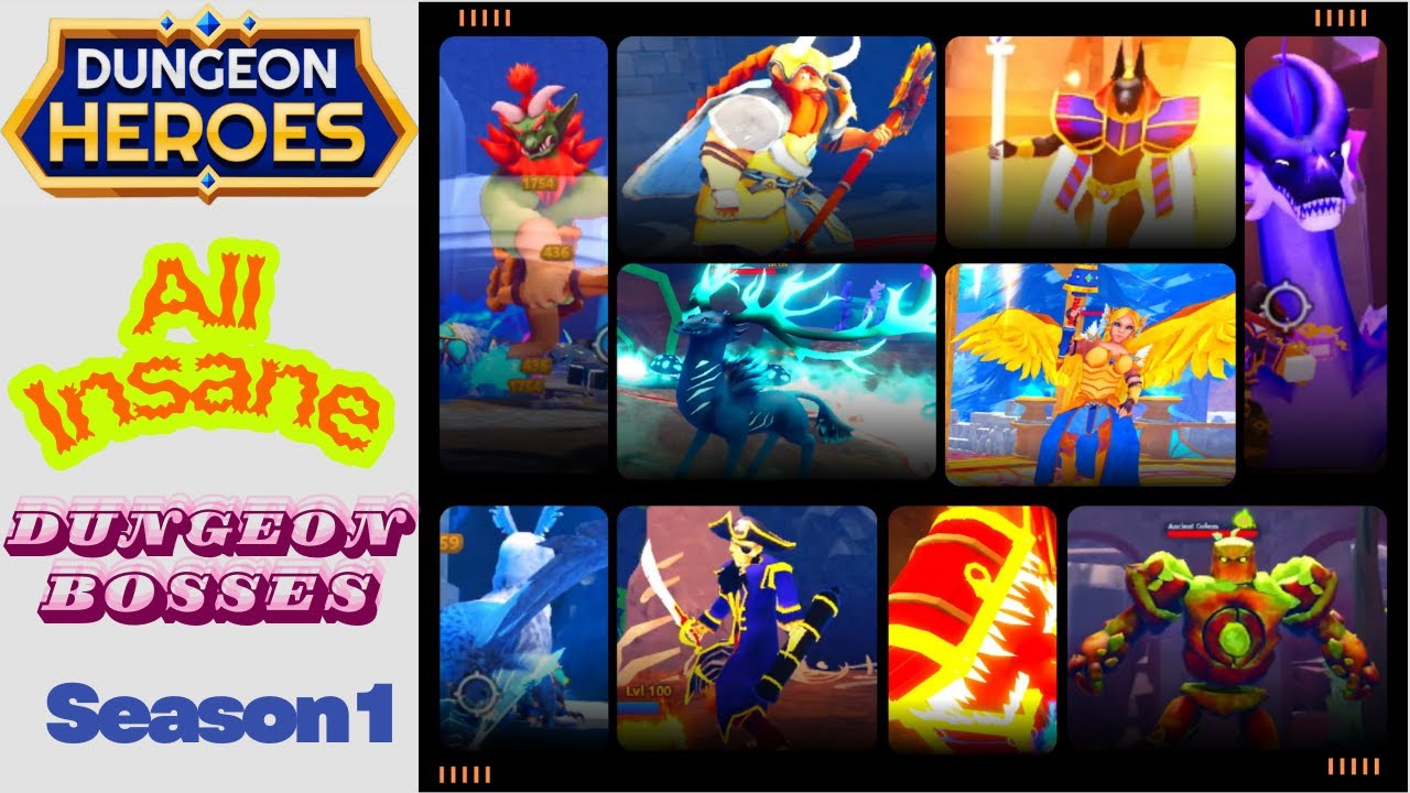 Roblox Best Game series | Dungeon Heroes | All Dungeon Bosses | Insane Difficulty | Season1 #roblox
