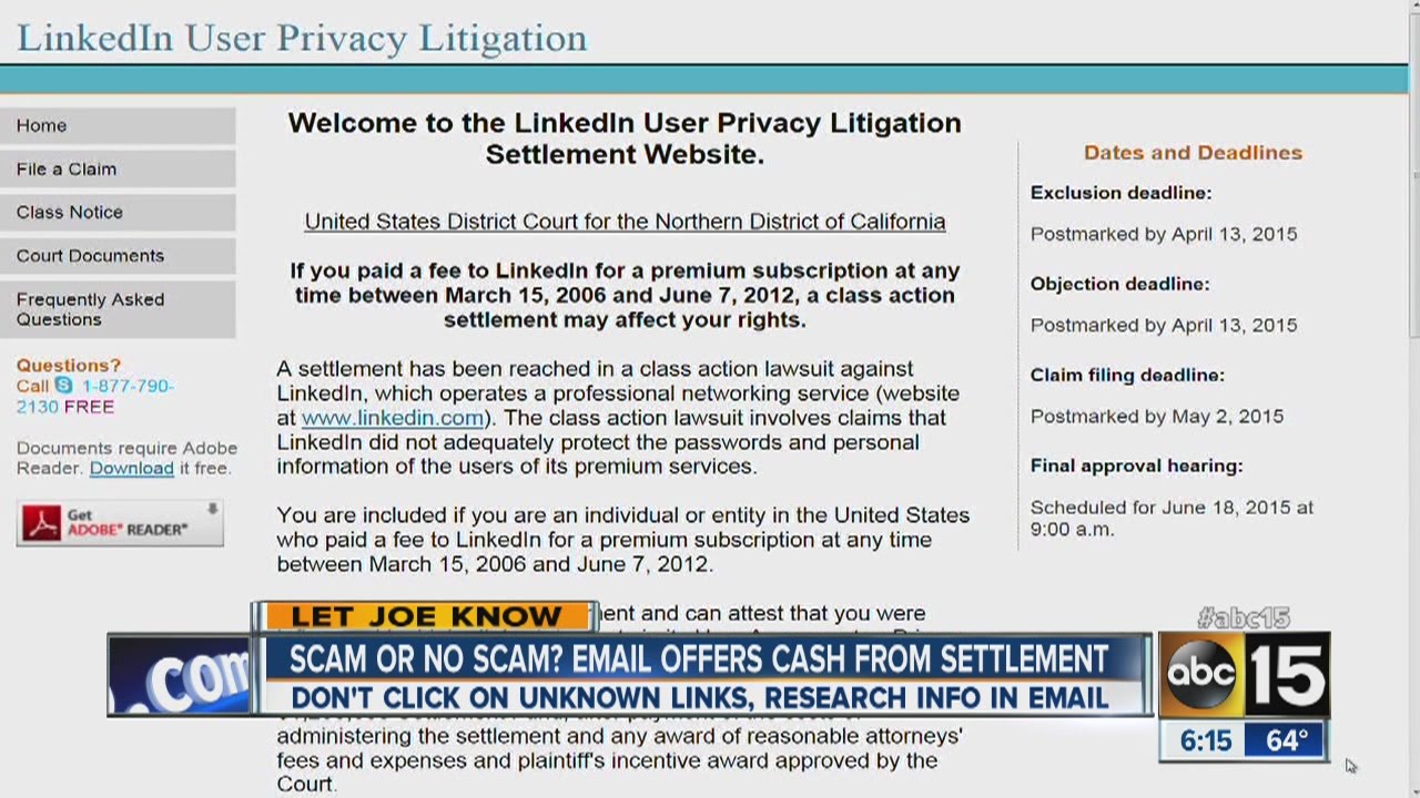 Scam or no scam? LinkedIn email offers cash from settlement