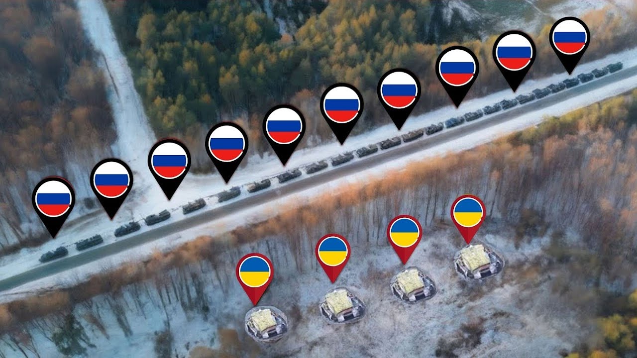 Russian Tank Convoy Unexpectedly Attacked by Ukrainian Fpv Drone