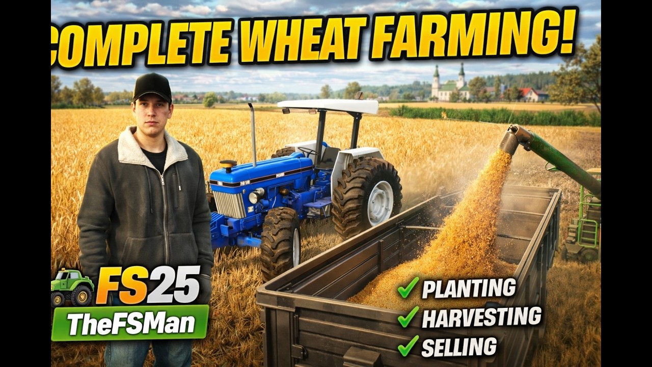 Wheat Farming with Small Ford Tractor 🚜🌾 | Complete Field Process | FS25