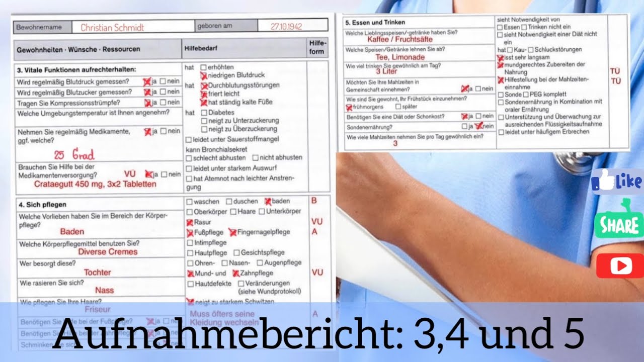 Aufnahmebericht: Pflege