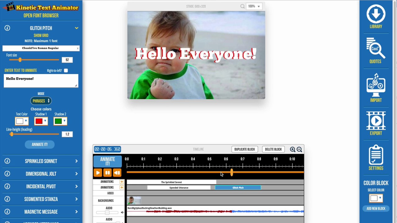 Kinetic Text Animator Walkthrough