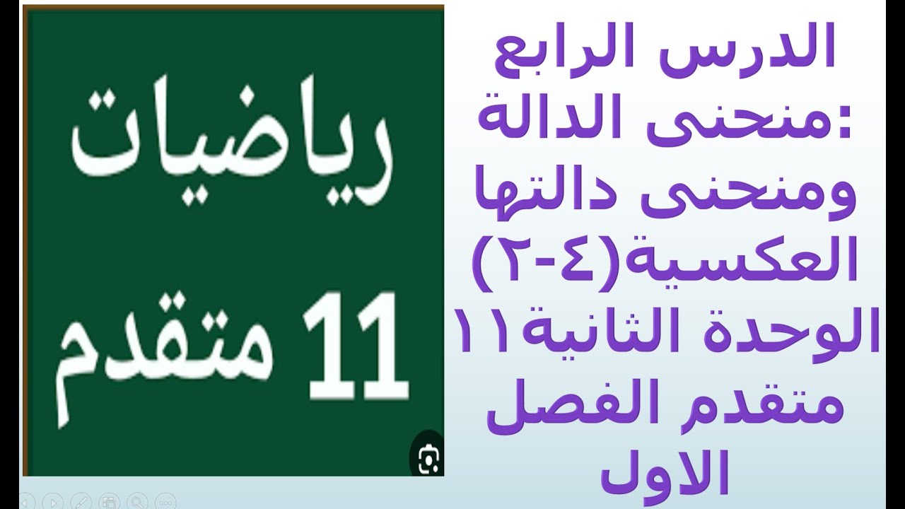 منحنى الدالة ومنحنى دالتها العكسية (4-2) الحادي عشر الرياضيات المتقدمة الفصل  الاول الوحدة الثانية