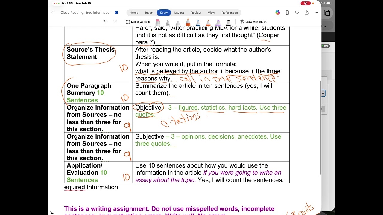 The Close Reading Document Getting All The Points 