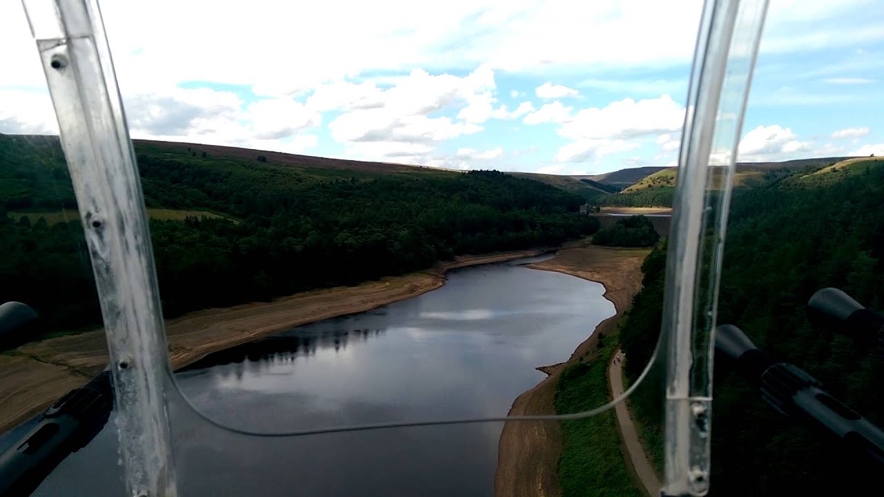 On-board Lancaster PA474 flying over the dams.