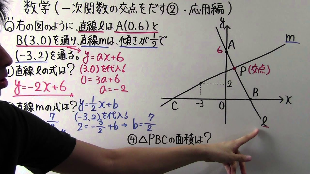 【数学】中2-37 一次関数の交点をだす② 応用編