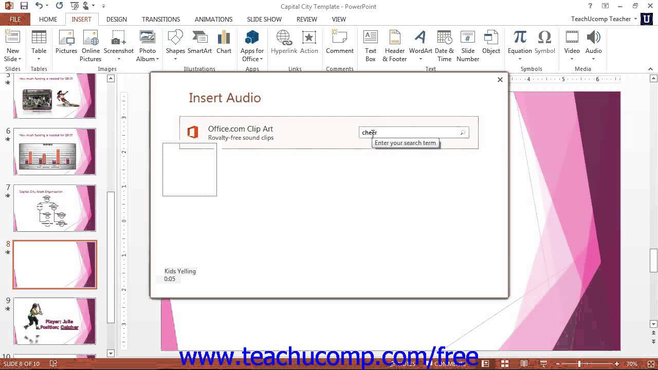 PowerPoint 2013 Tutorial Inserting Audio-2013 Only Microsoft Training Lesson 12.3