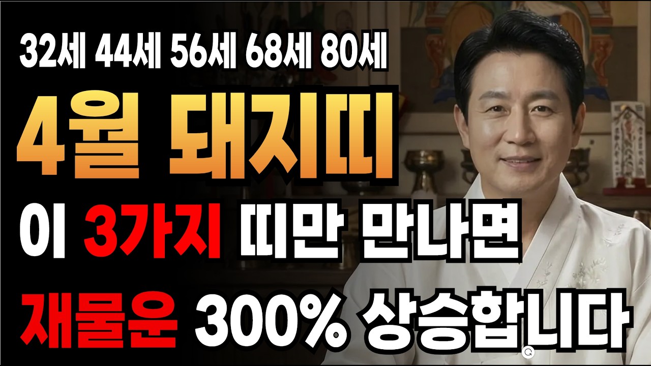 2026년 4월 돼지띠운세 4월 돼지띠에게 떨어질 돈벼락 #돼지띠운세 #2026년4월운세 #재물운 #금전운 #사주팔자 #병오년 #임진월 #돼지띠재물운 ##운세풀이 #돈벼락