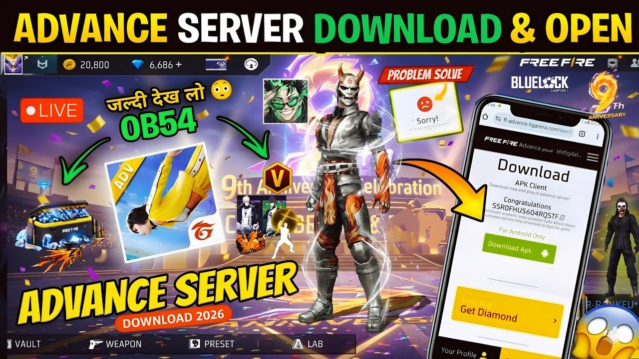 How To Download Advance Server Free Fire🤯| Ob54 Update Free Fire | ff advance server activation code
