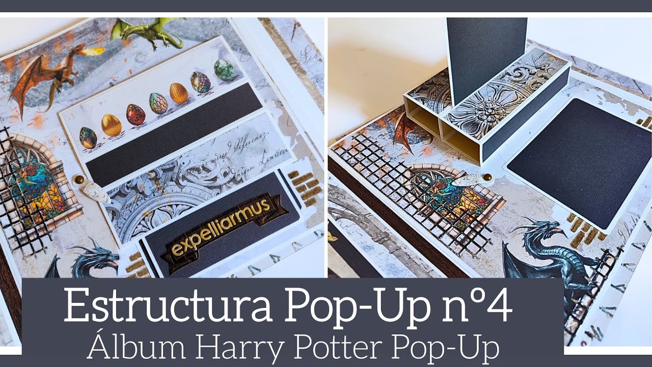ESTRUCTURA POP UP nº4. ALBUM HARRY POTTER POP UP (con PAPERS FOR YOU) - TUTORIAL | LLUNA NOVA SCRAP