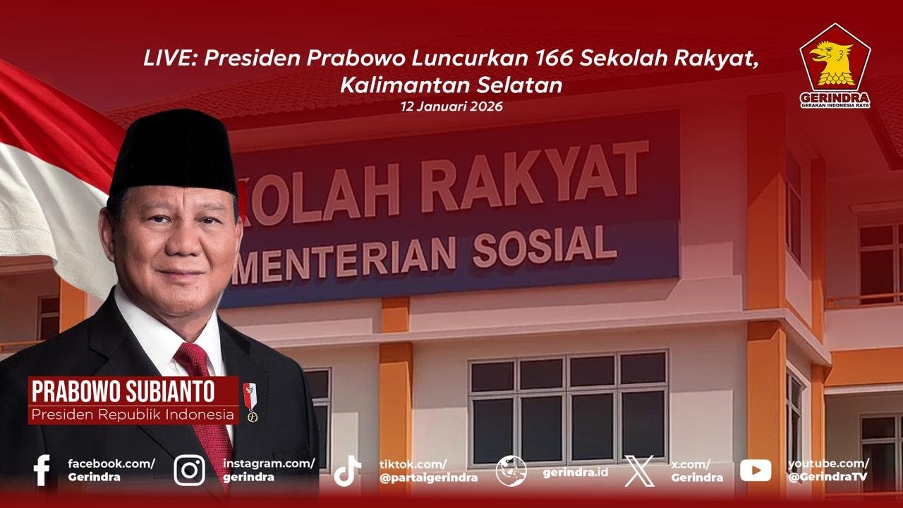 LIVE: Presiden Prabowo Luncurkan 166 Sekolah Rakyat, Kalimantan Selatan, 12 Januari 2026