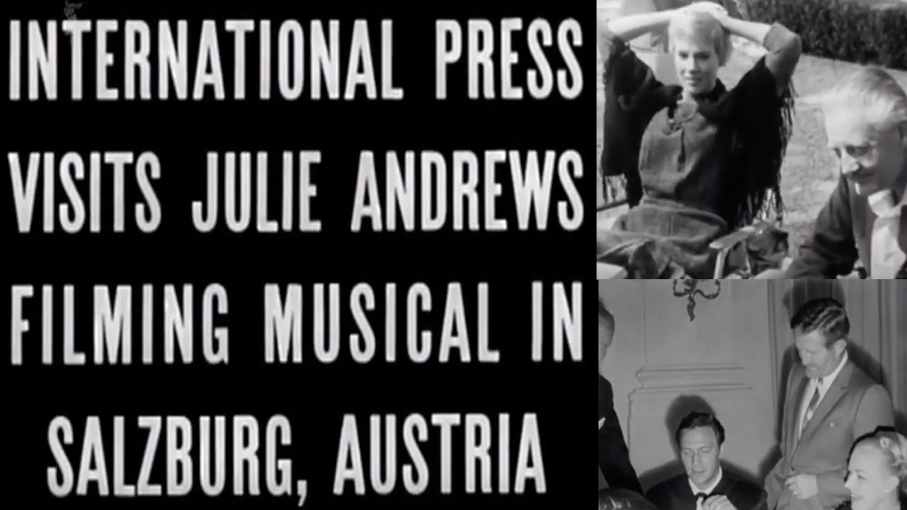 Reporters on set of The Sound of Music (1964) with Julie Andrews, Robert Wise