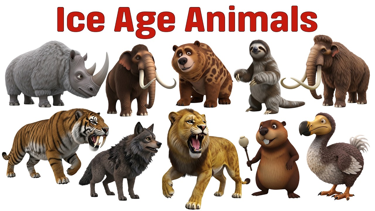 Ice Age Animals ❄️ 10 Extinct Creatures Explained for Kids #iceageanimals  #extinctanimals