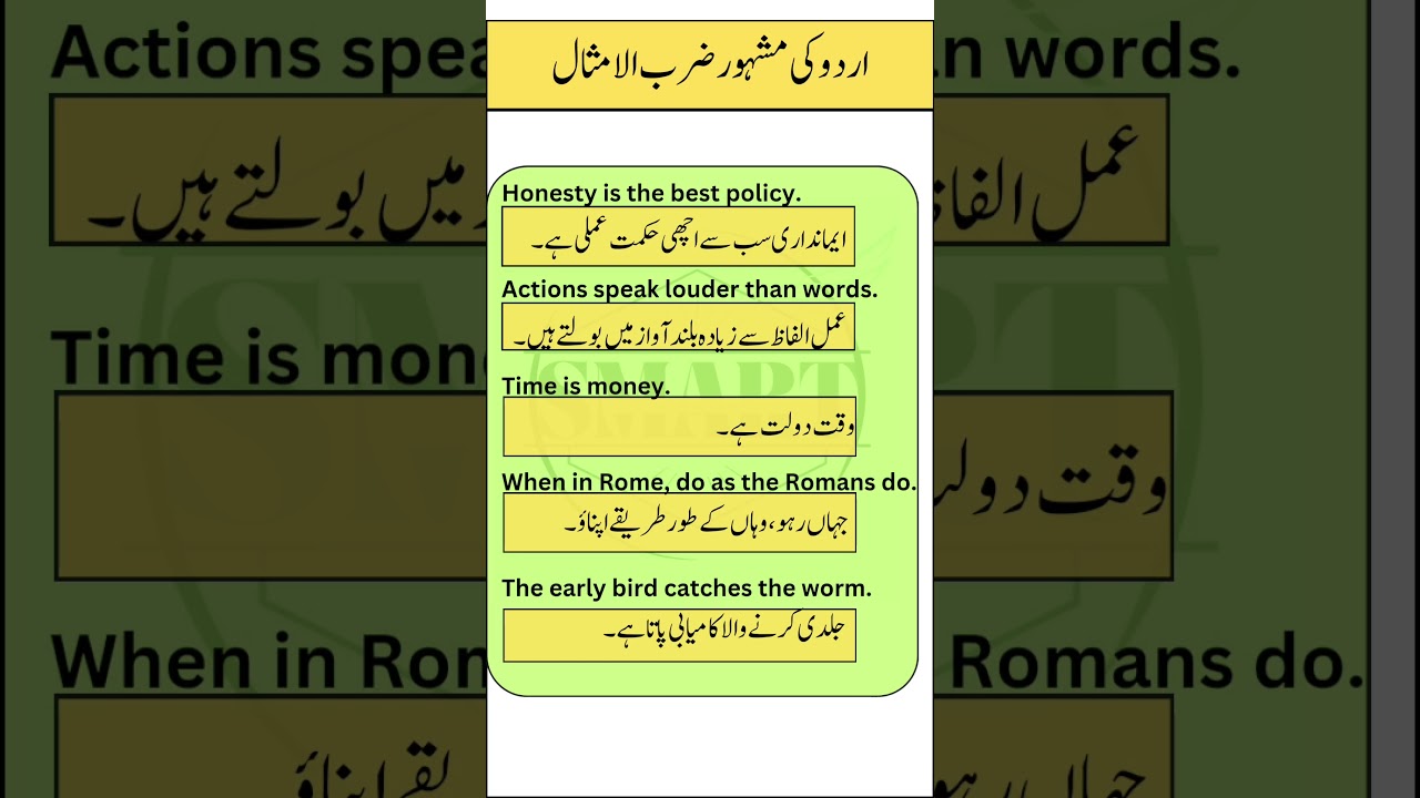Timeless Proverbs to Live By | Learn Wise Sayings with Urdu Meanings
