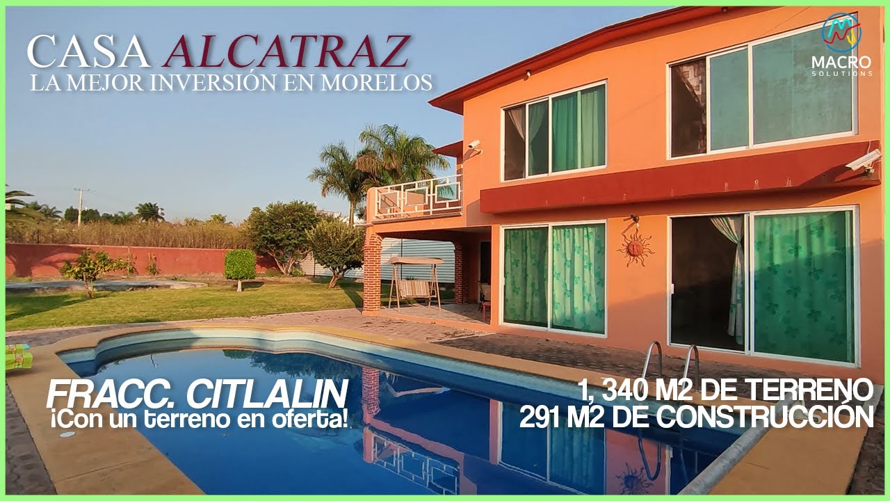 🏡Casa Alcatraz🌺: Casa en venta con 1,340 m2 de terreno en Morelos👈🏻
