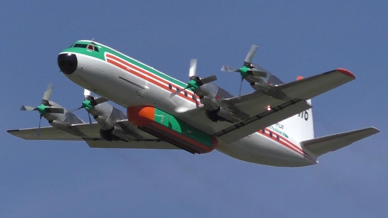 Buffalo Airways Lockheed L-188 Electra [C-FIJX] Landing and Takeoff at Red Deer Regional ᴴᴰ