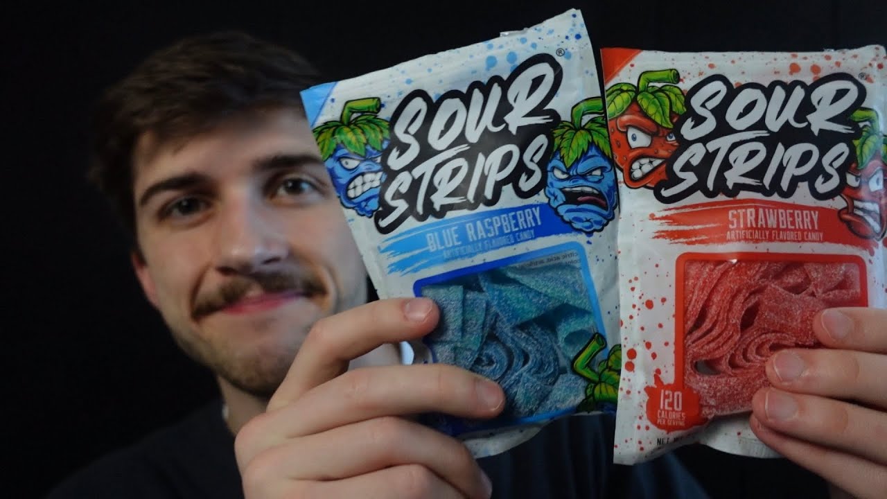 DELICIOUS Sour Strips Gummies Mukbang ASMR 🍬 Chewy Sounds & Mouth Tapping for Relaxation
