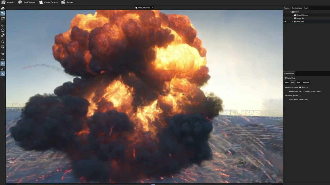 Gaussian splat of an explosion using PostShot