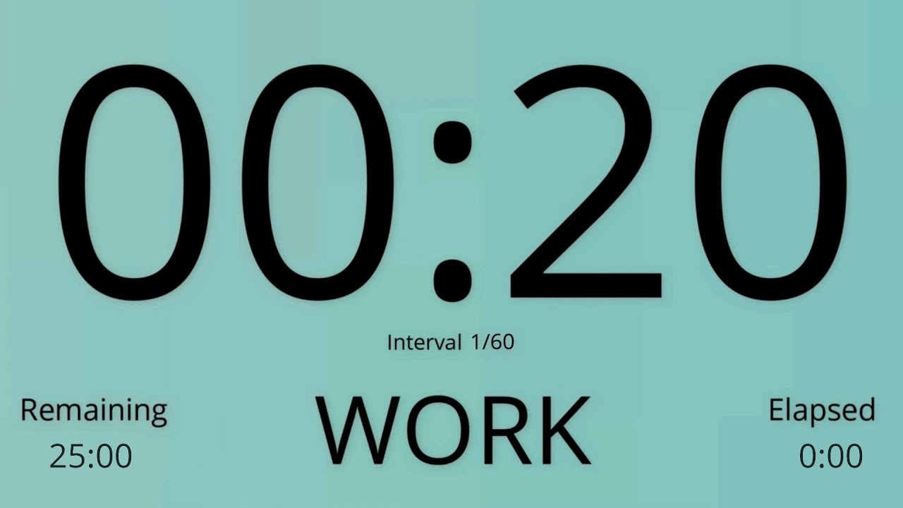 Tabata Timer 20/5 - HIIT Timer 20/5 - Interval Timer 20/5 ( without music )