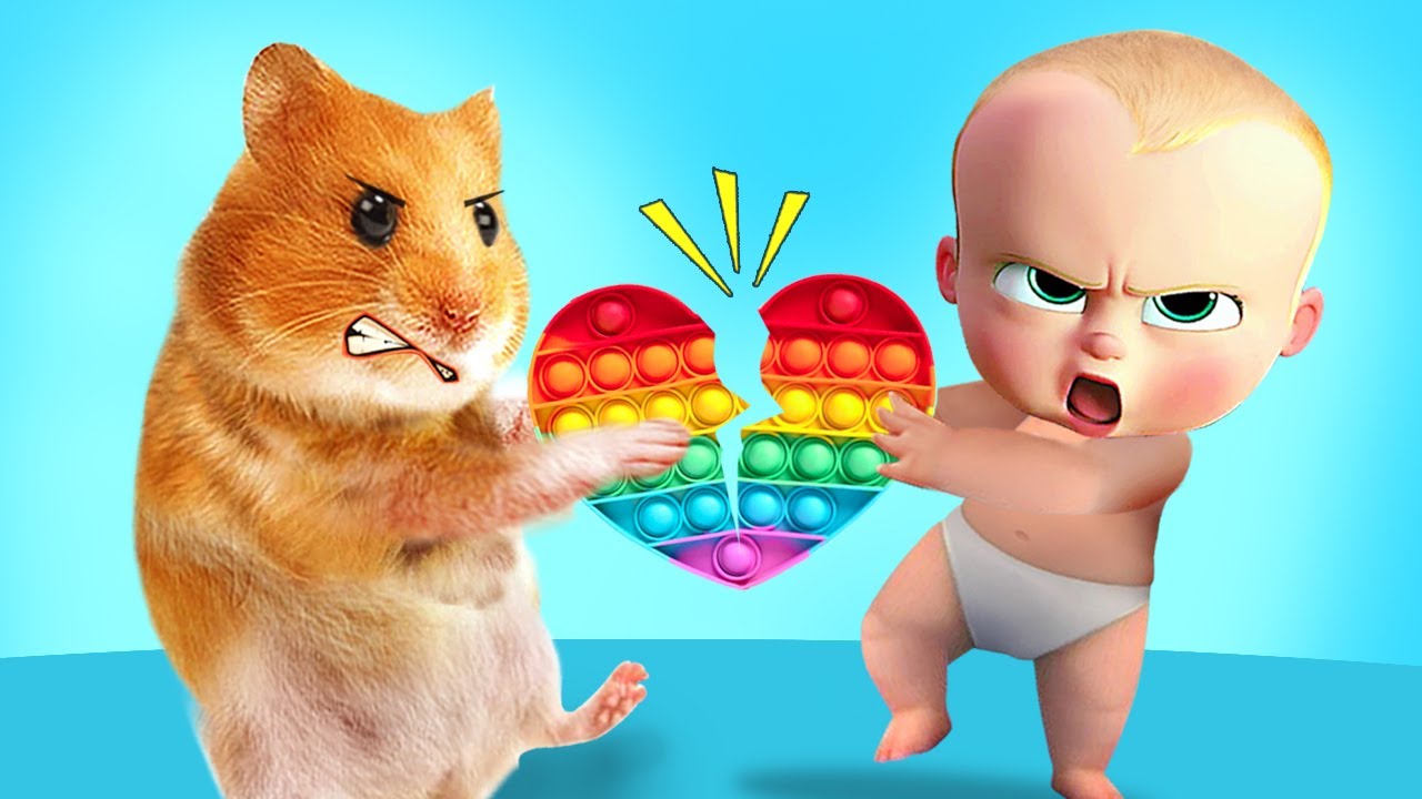 Hamster and Baby Boss con Desafío de batalla Pop It | Caricatura divertida Hamster Town Español