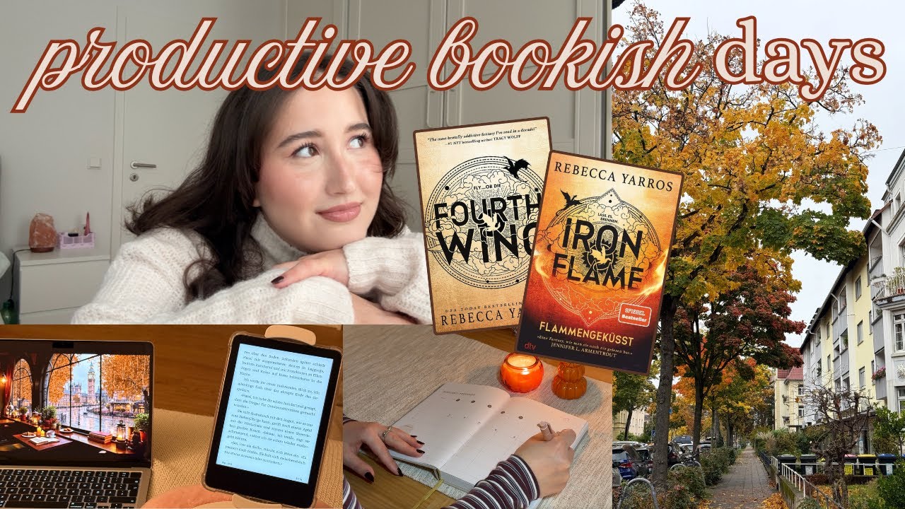 Bookish & Productive Day 🤎 Fourth Wing Rezension, Book Shopping, Monatsplanung, Mini Reading Vlog☕📚🍁