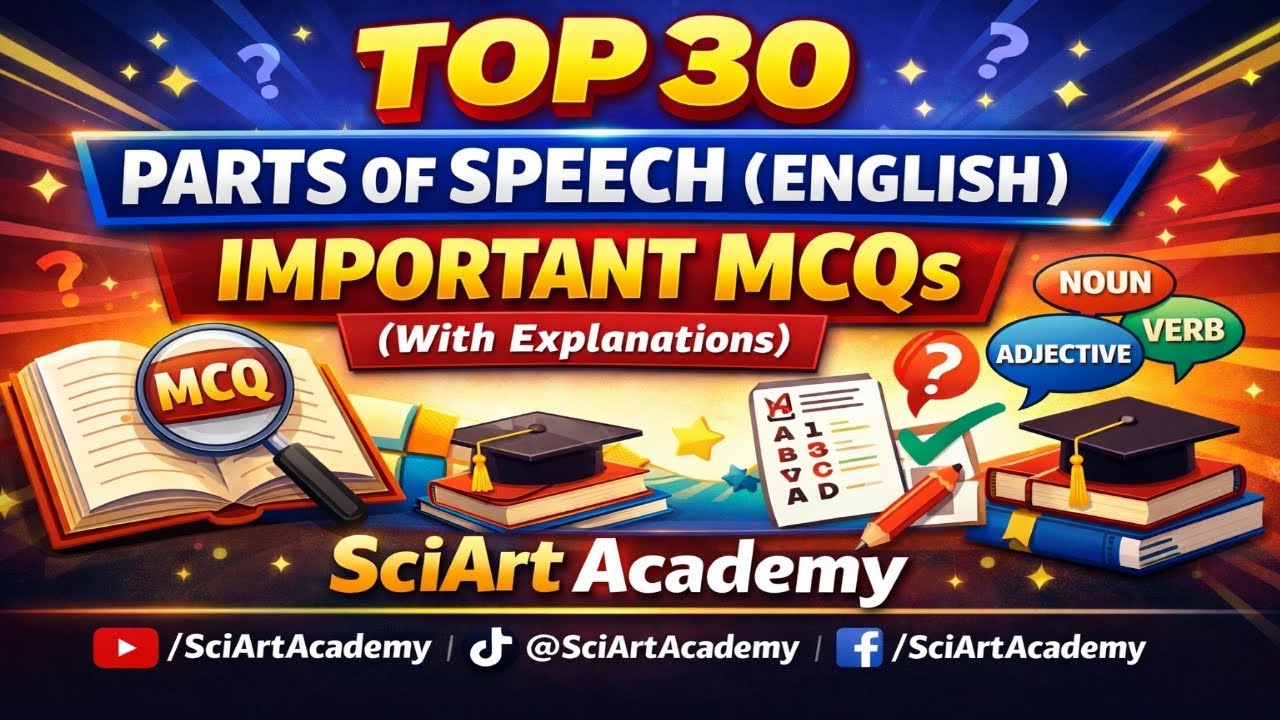 Parts of Speech (English)MCQs Basic to Advanced|Most Repeated Questions for Job Tests|SciArt Academy