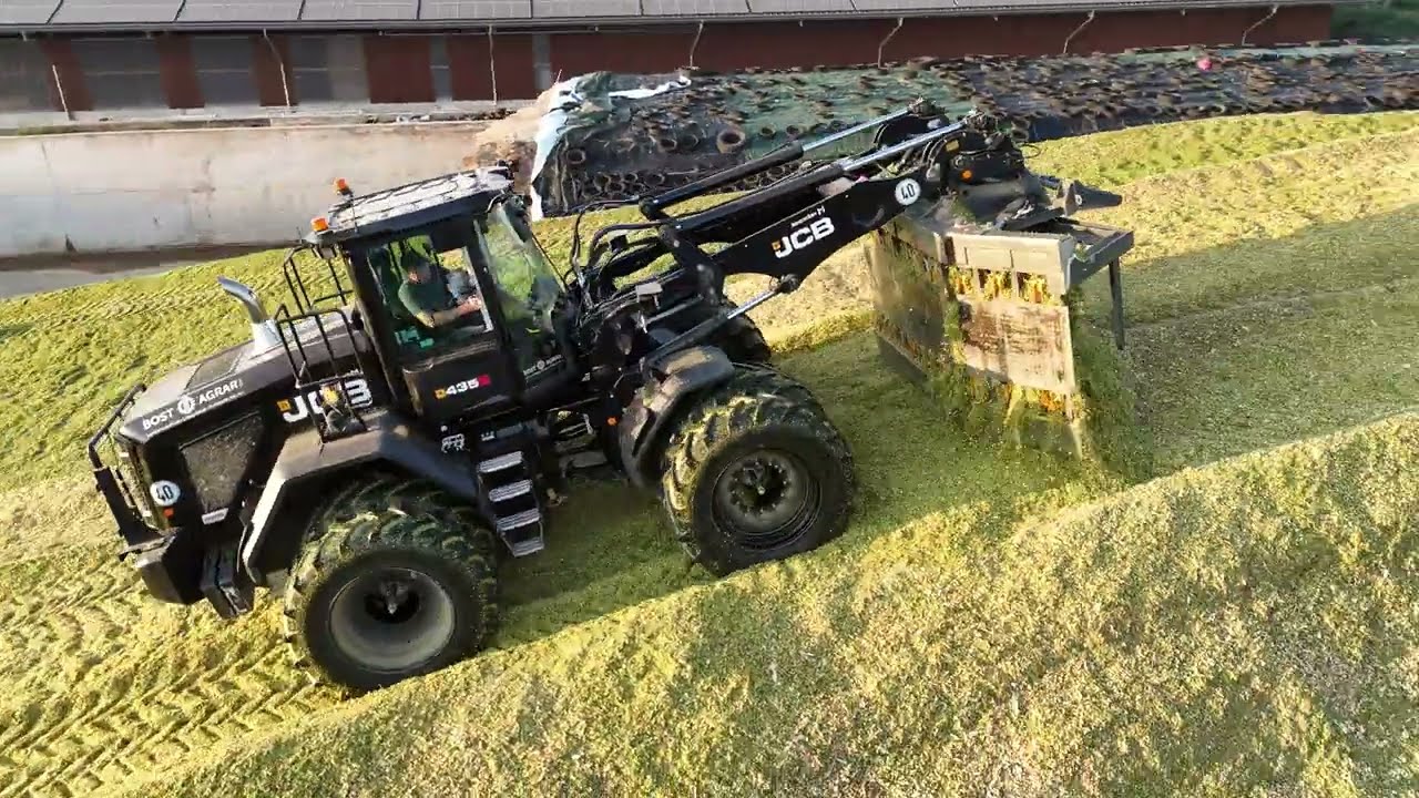 Kettenbagger auf der Maismiete & Krone BIG X 1180, Fendt, JCB - Maisernte 2025 / corn harvest