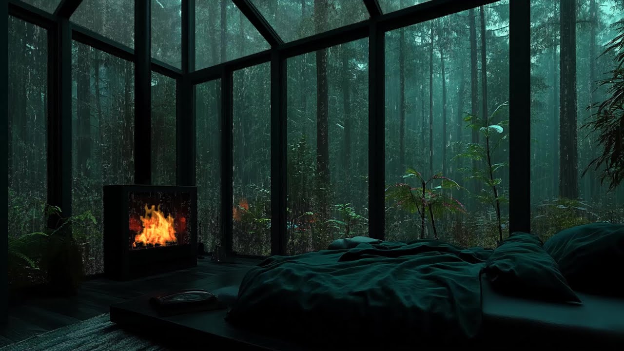 Silent Night Rain Deep in the Forest 🌧 (No Ads) | Gentle Cabin Sounds for Easy Sleep and Relaxation