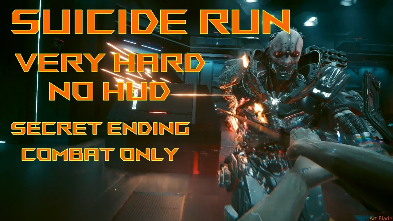 SUICIDE RUN (max difficulty, no HUD) secret ending with final boss fight - Cyberpunk 2077