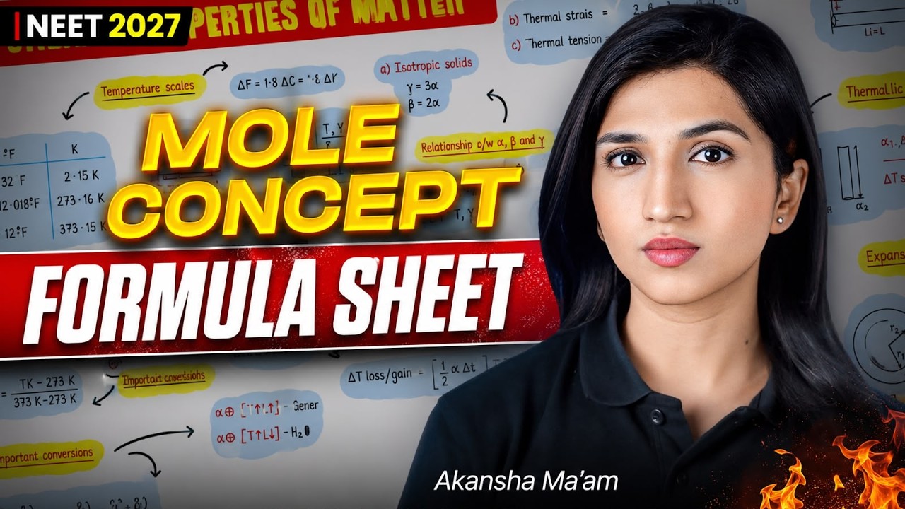 NEET 2027: Chemistry - Mole Concept Formula Sheet & Tricks | Akansha Karnwal