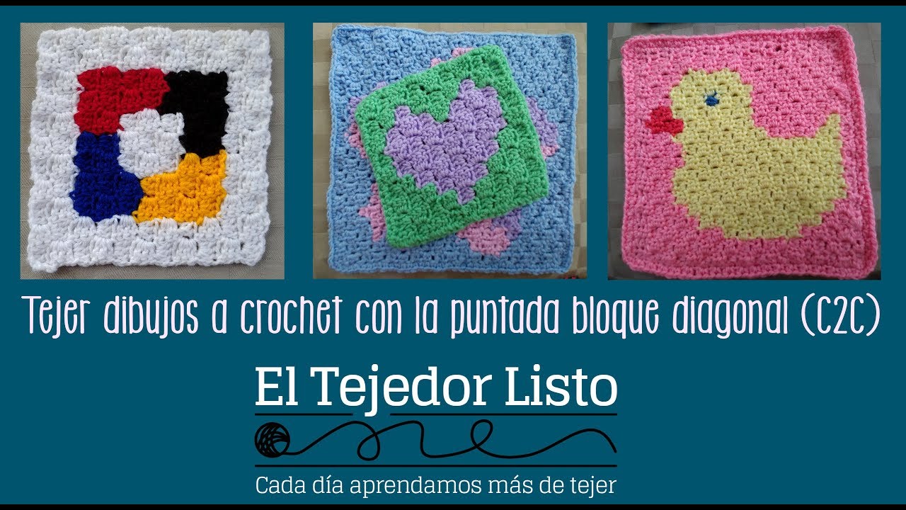 Como tejer dibujos con la técnica C2C con varetas
