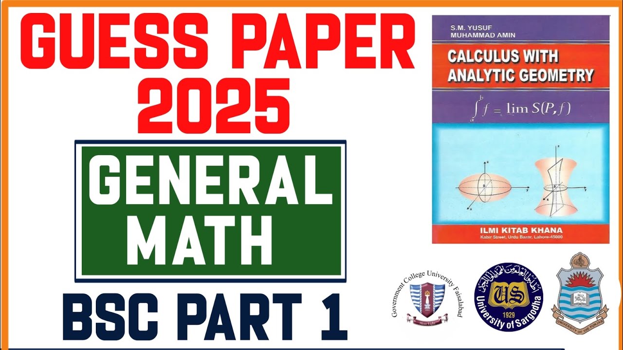 General Math BSc Part 1 Important Questions 2025 (Calculus with analytical geometry)