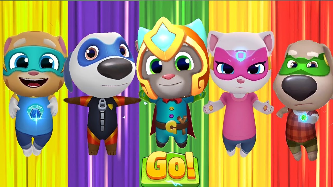 Talking Tom Hero Dash - Full Bosses Raccoons Outfits Battle Vs Heroes Diamond Suits Unlocked - Tom