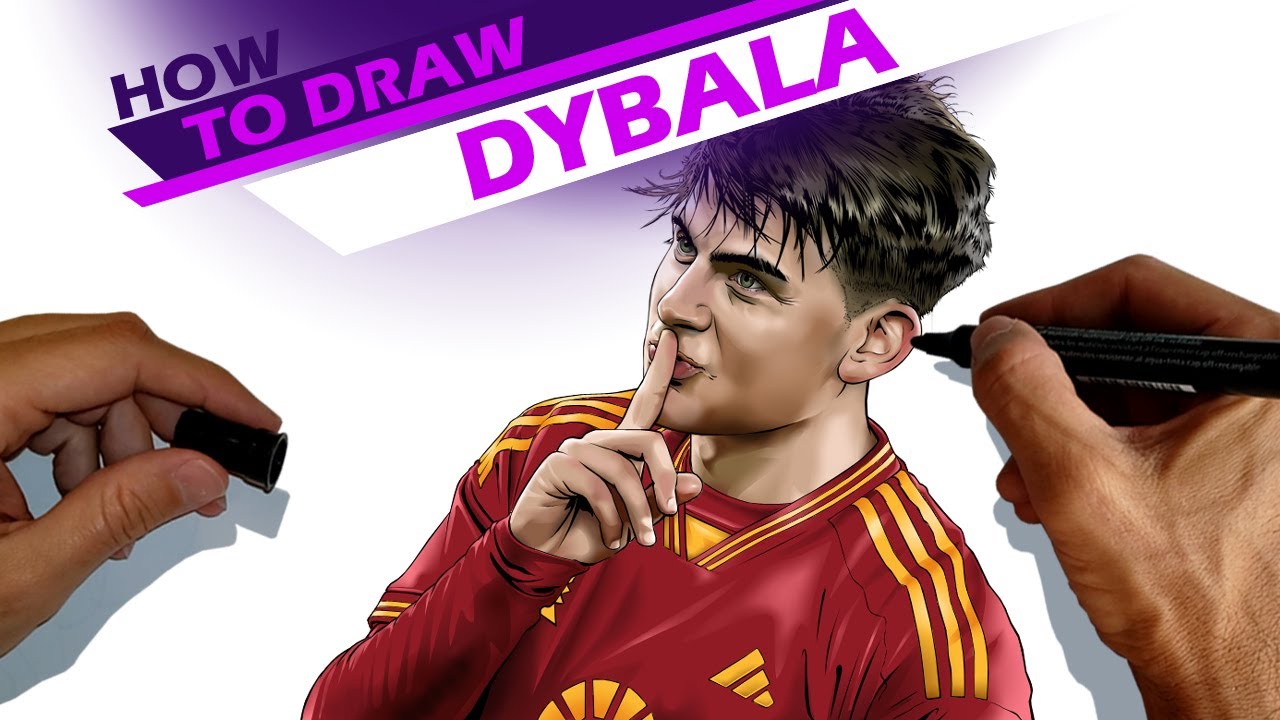 Paulo Dybala, Roma player in the Italian Serie A - How to draw
