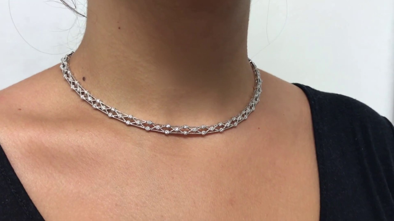 Diamond Collar Necklace 14K White Gold